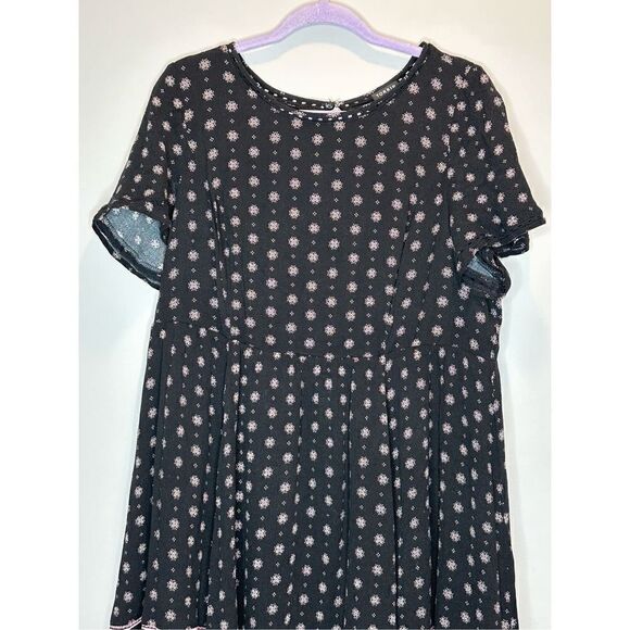 Torrid Mini Challis Skater Dress Black Print Size 1X - Picture 3 of 8